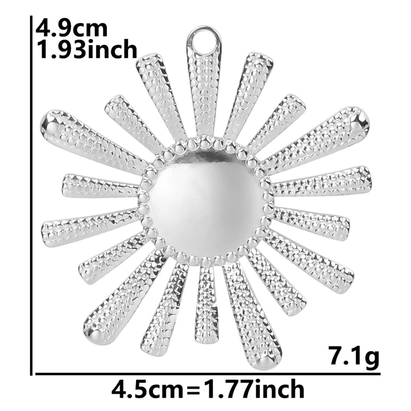 Shiny 5pcs/lot Stainless Steel Big Sun Pendants Trendy Charms of Ethnic Jewelry Real Gold Plated Sun Pendants DIY Jewelry Making