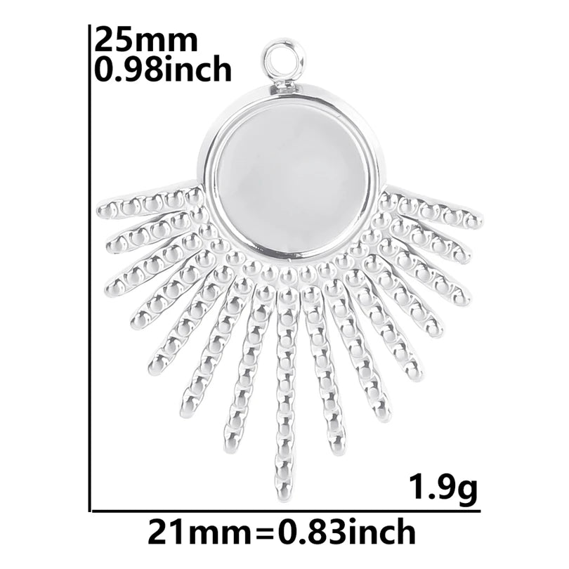 Shiny 5pcs/lot Stainless Steel Big Sun Pendants Trendy Charms of Ethnic Jewelry Real Gold Plated Sun Pendants DIY Jewelry Making