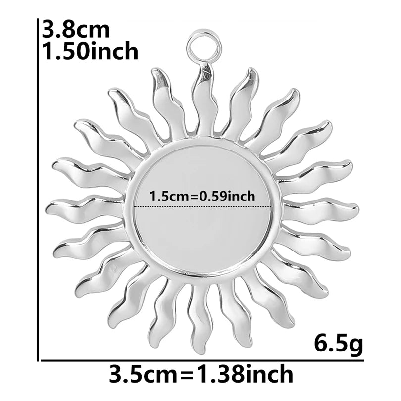 Shiny 5pcs/lot Stainless Steel Big Sun Pendants Trendy Charms of Ethnic Jewelry Real Gold Plated Sun Pendants DIY Jewelry Making