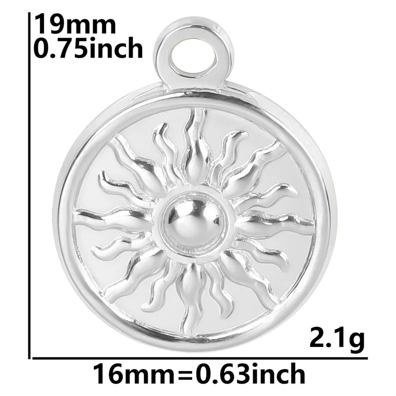 Shiny 5pcs/lot Stainless Steel Big Sun Pendants Trendy Charms of Ethnic Jewelry Real Gold Plated Sun Pendants DIY Jewelry Making