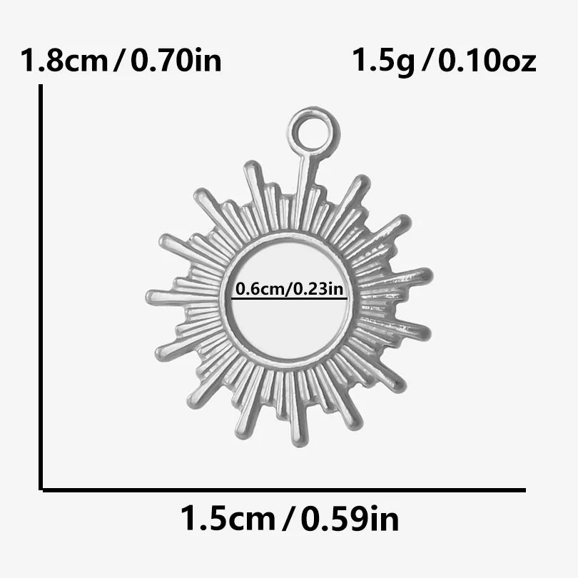 Shiny 5pcs/lot Stainless Steel Big Sun Pendants Trendy Charms of Ethnic Jewelry Real Gold Plated Sun Pendants DIY Jewelry Making