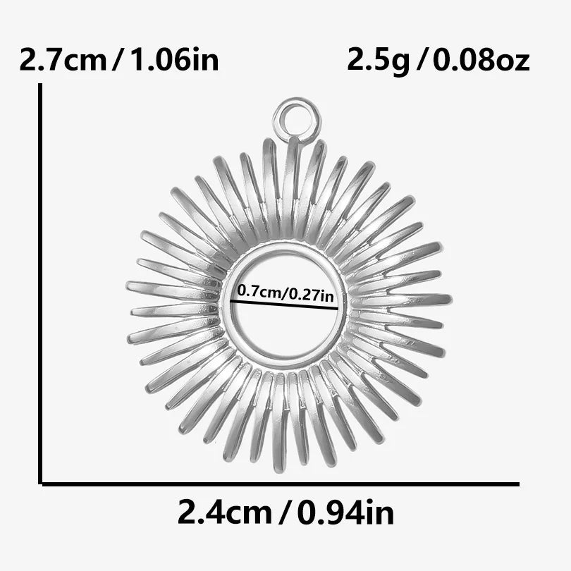 Shiny 5pcs/lot Stainless Steel Big Sun Pendants Trendy Charms of Ethnic Jewelry Real Gold Plated Sun Pendants DIY Jewelry Making