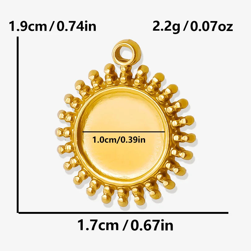 Shiny 5pcs/lot Stainless Steel Big Sun Pendants Trendy Charms of Ethnic Jewelry Real Gold Plated Sun Pendants DIY Jewelry Making