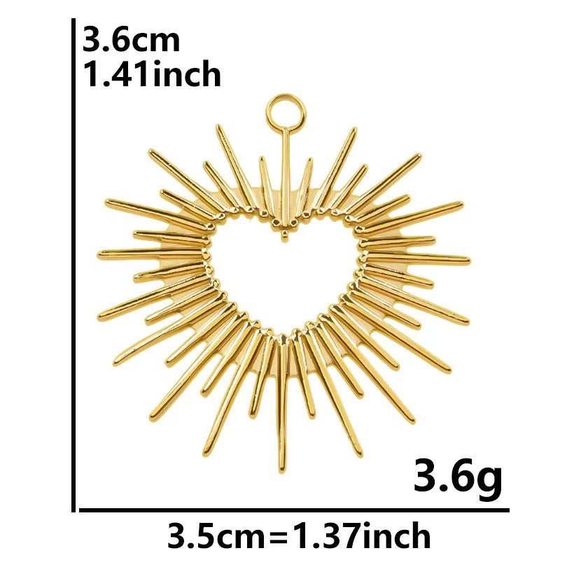 Shiny 5pcs/lot Stainless Steel Big Sun Pendants Trendy Charms of Ethnic Jewelry Real Gold Plated Sun Pendants DIY Jewelry Making