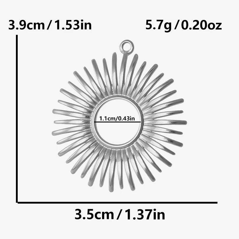 Shiny 5pcs/lot Stainless Steel Big Sun Pendants Trendy Charms of Ethnic Jewelry Real Gold Plated Sun Pendants DIY Jewelry Making