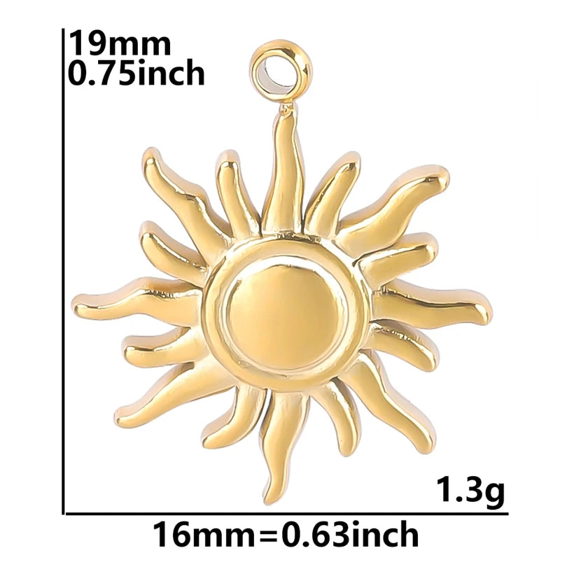 Vintage 6PCS/LOT Sun Stainless Steel Pendant for Jewelry Making Sun Shaped Charms DIY Earring Bracelet Necklace Findings No Fade