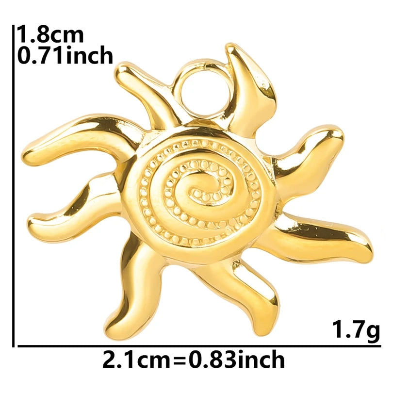 Vintage 6PCS/LOT Sun Stainless Steel Pendant for Jewelry Making Sun Shaped Charms DIY Earring Bracelet Necklace Findings No Fade