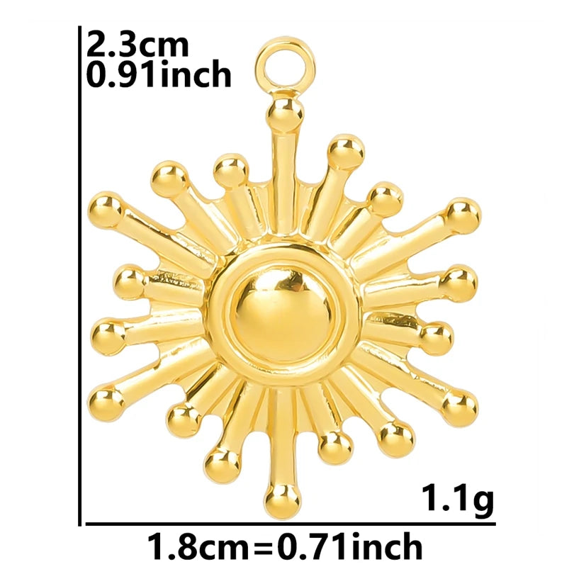 Vintage 6PCS/LOT Sun Stainless Steel Pendant for Jewelry Making Sun Shaped Charms DIY Earring Bracelet Necklace Findings No Fade