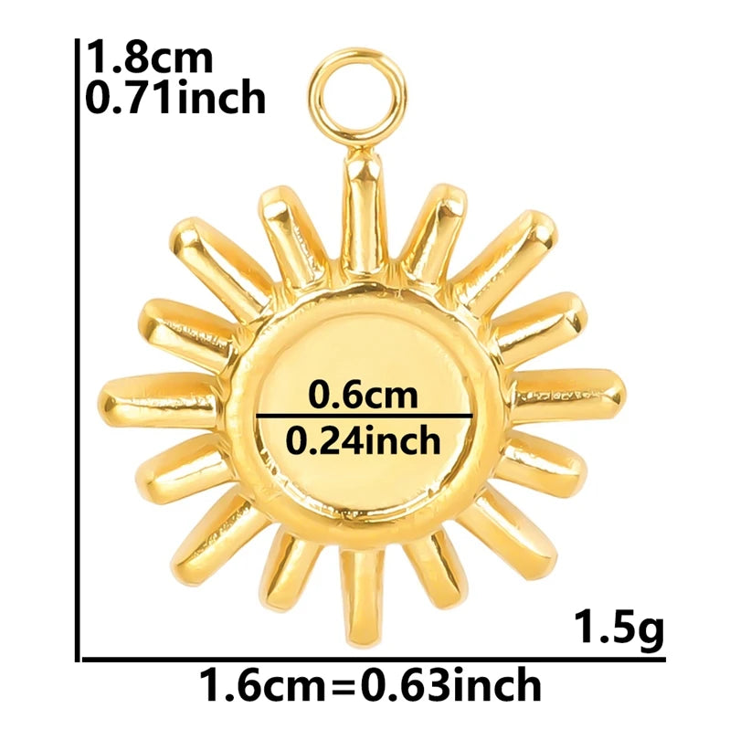 New 8pcs/lot Stainless Steel Gold Plated Cabochon Setting Pendants Sun Stars Moon Love Shaped Tray Pendants Jewelry DIY Findings