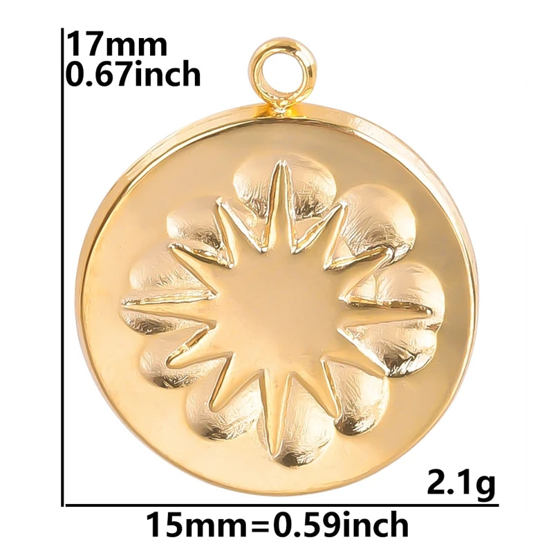 Vintage 6PCS/LOT Sun Stainless Steel Pendant for Jewelry Making Sun Shaped Charms DIY Earring Bracelet Necklace Findings No Fade