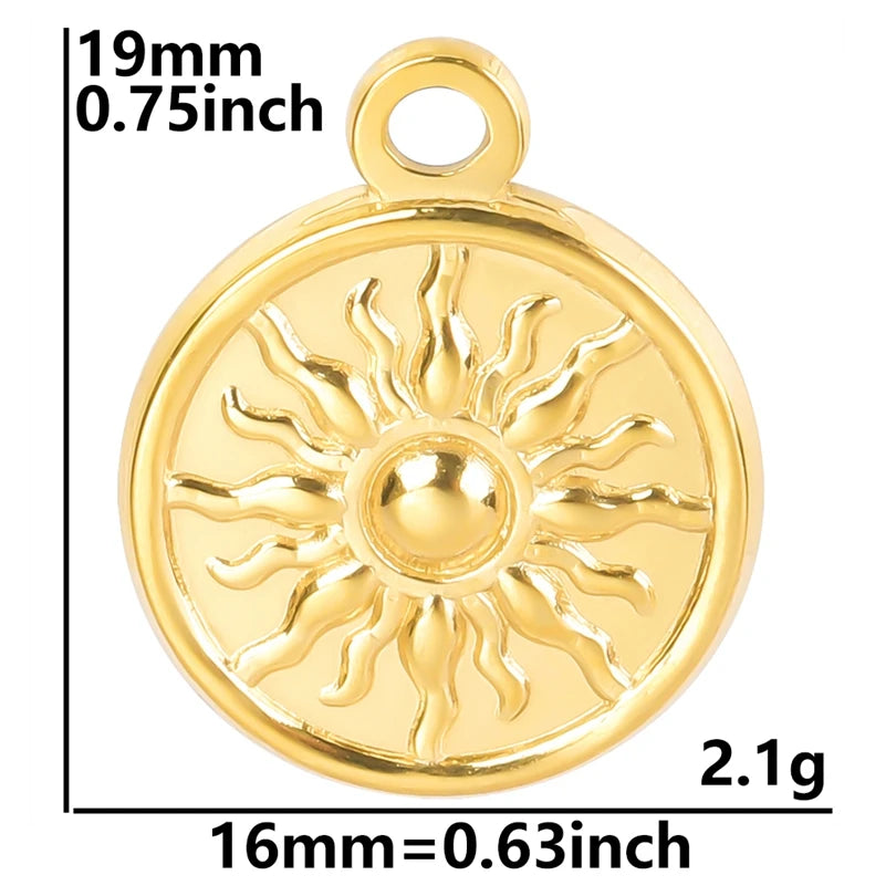 Vintage 6PCS/LOT Sun Stainless Steel Pendant for Jewelry Making Sun Shaped Charms DIY Earring Bracelet Necklace Findings No Fade