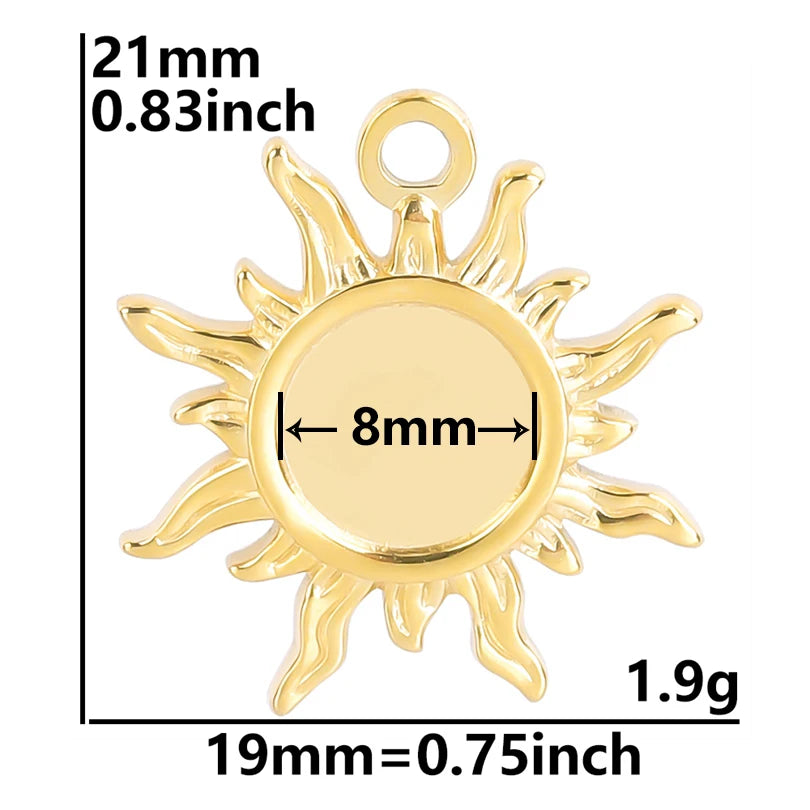 Vintage 6PCS/LOT Sun Stainless Steel Pendant for Jewelry Making Sun Shaped Charms DIY Earring Bracelet Necklace Findings No Fade