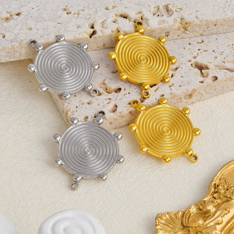 Trendy 6pcs/lot Stainless Steel Pendants Real Gold Plated Sun Love Flower Star Shaped Irregular Line Charms DIY Jewelry Making