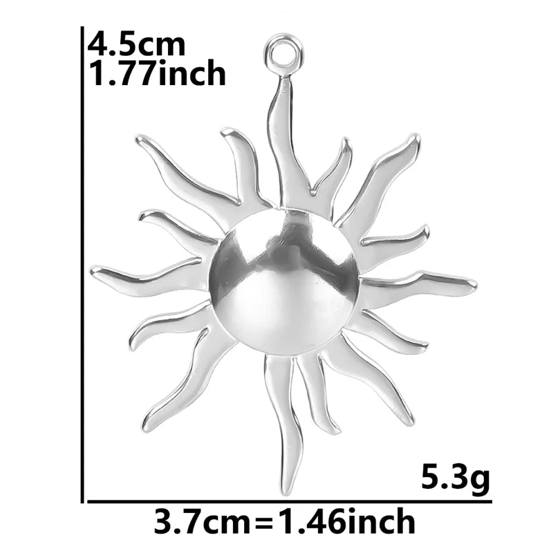 Shiny 5pcs/lot Stainless Steel Big Sun Pendants Trendy Charms of Ethnic Jewelry Real Gold Plated Sun Pendants DIY Jewelry Making