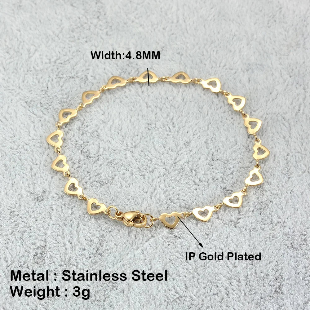 Stainless Steel Bracelets For Women Heart Cross Chain Charms Femme Gold Silver Color Fashion Jewelry Wholesale 7-9 Inch