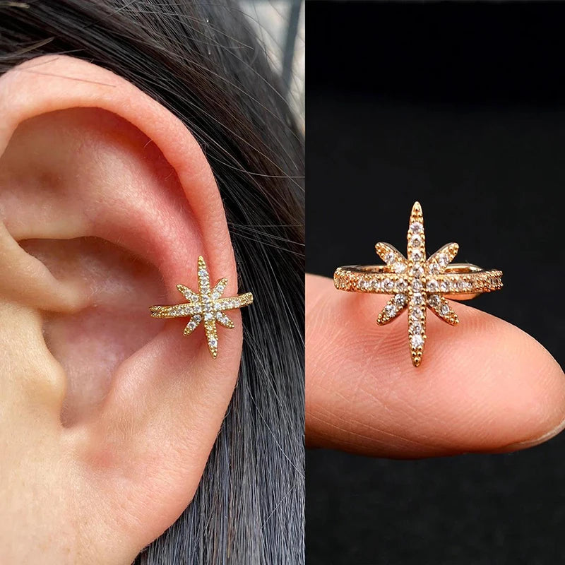 New Fashion Clip Earrings Butterfly Flowers Inlaid Zircon Non-pierced Earrings Earrings