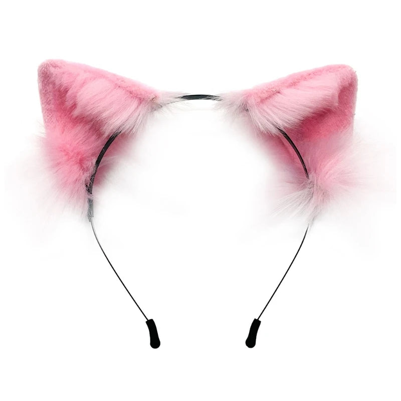 Animal Ear Hair Hoop Soft for Cat Ears Headwear Furry Kitten Ears Headband Headpiece Anime Fancy Dress Photo Props