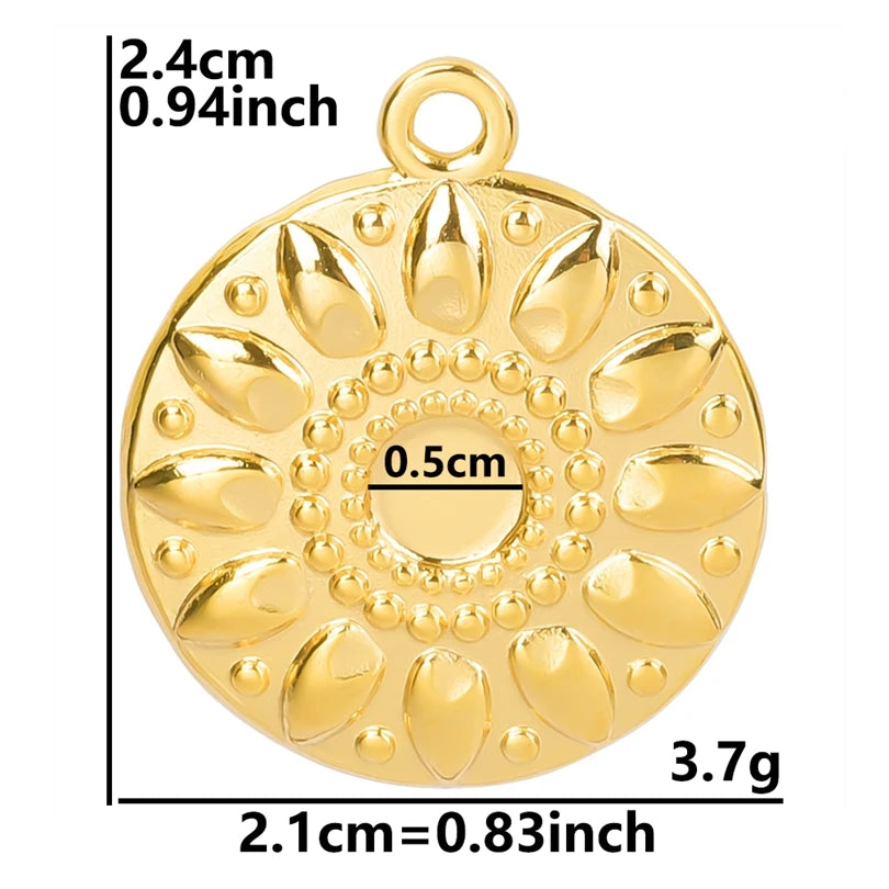 Vintage 6PCS/LOT Sun Stainless Steel Pendant for Jewelry Making Sun Shaped Charms DIY Earring Bracelet Necklace Findings No Fade