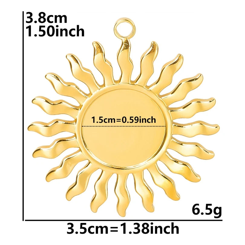 Vintage 6PCS/LOT Sun Stainless Steel Pendant for Jewelry Making Sun Shaped Charms DIY Earring Bracelet Necklace Findings No Fade