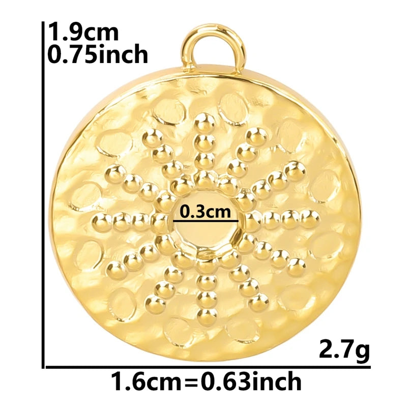 Vintage 6PCS/LOT Sun Stainless Steel Pendant for Jewelry Making Sun Shaped Charms DIY Earring Bracelet Necklace Findings No Fade