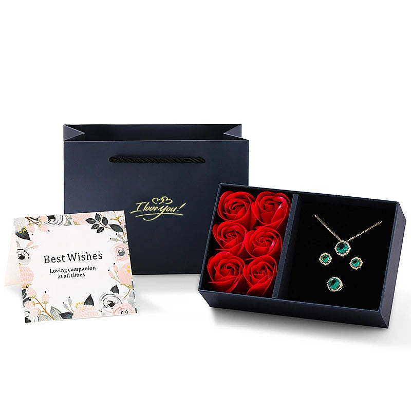 I Love You Jewelry Box Immortal Flower Jewelry Box Roses Window Gift Box Ring Earrings Pendant Necklace Box Jewelry Organizer