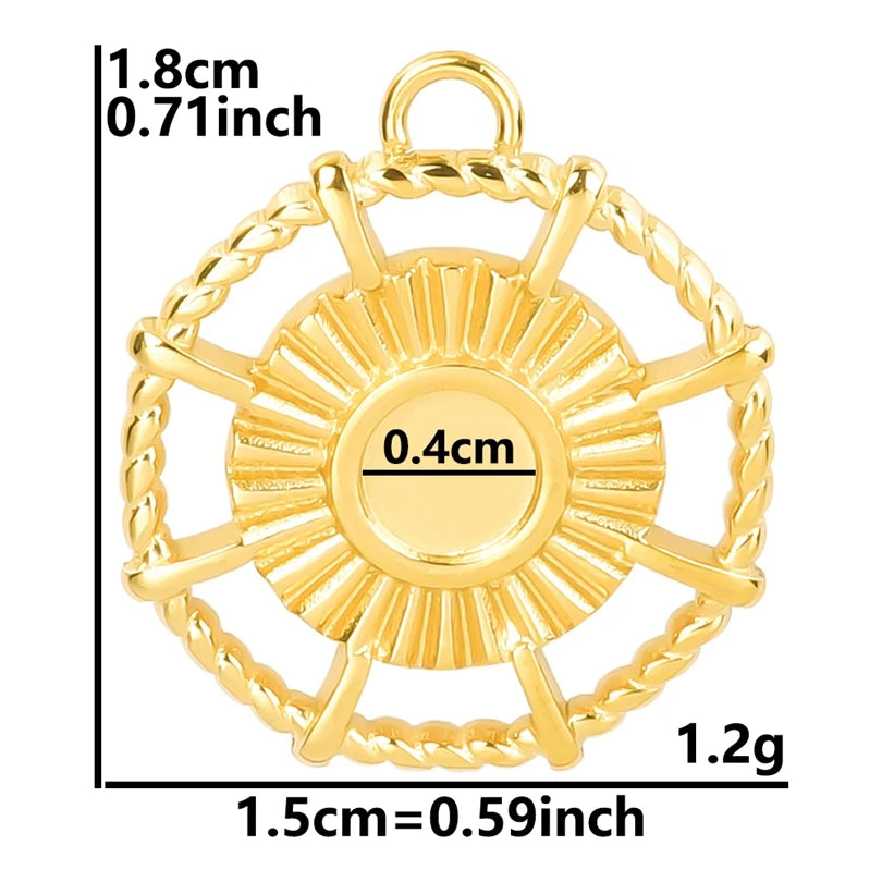 New 8pcs/lot Stainless Steel Gold Plated Cabochon Setting Pendants Sun Stars Moon Love Shaped Tray Pendants Jewelry DIY Findings