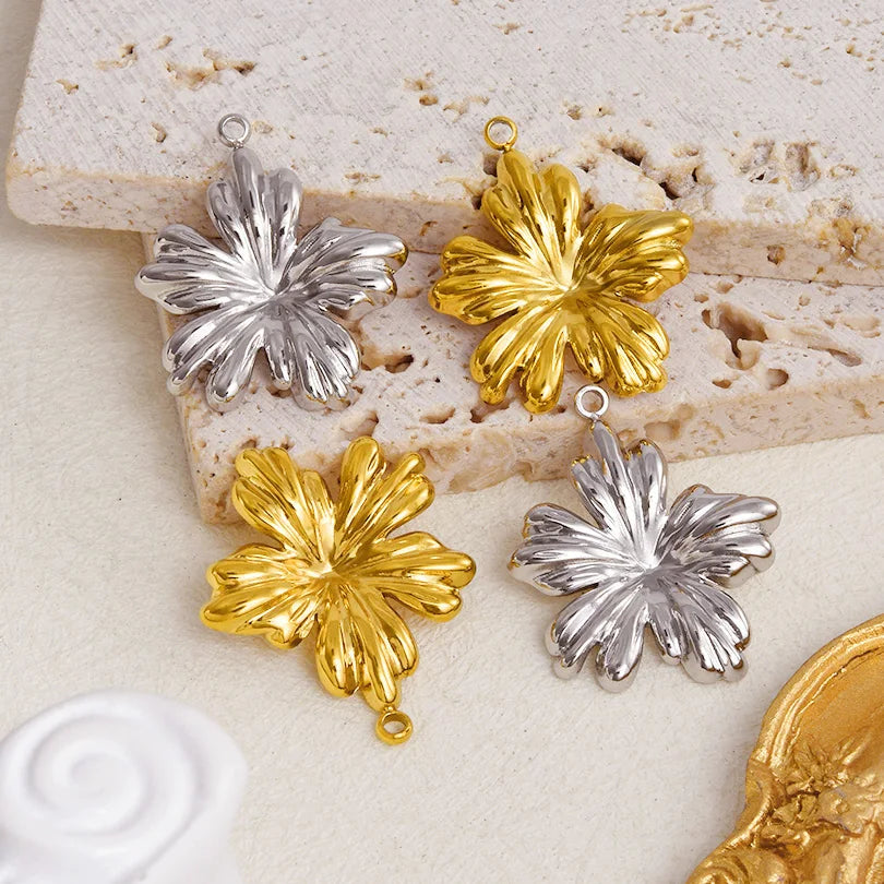 Trendy 6pcs/lot Stainless Steel Pendants Real Gold Plated Sun Love Flower Star Shaped Irregular Line Charms DIY Jewelry Making