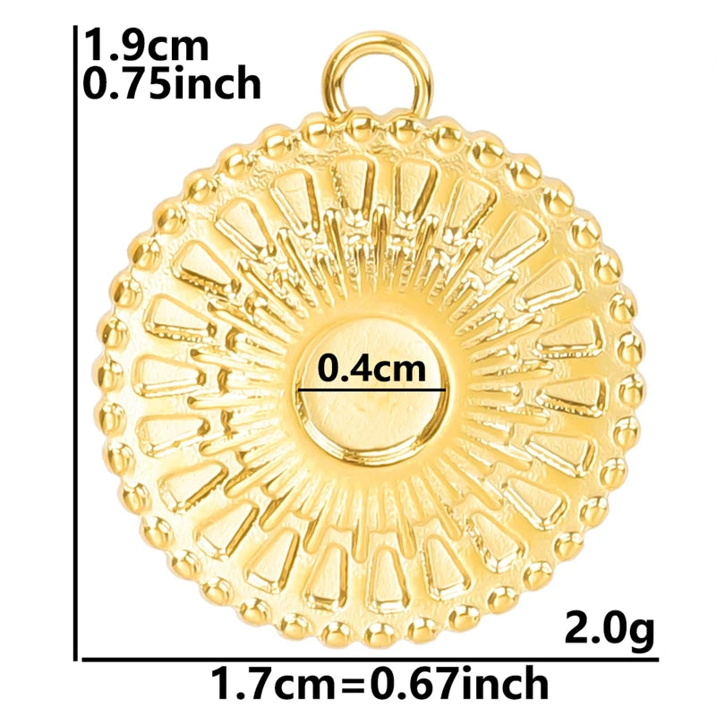 Vintage 6PCS/LOT Sun Stainless Steel Pendant for Jewelry Making Sun Shaped Charms DIY Earring Bracelet Necklace Findings No Fade