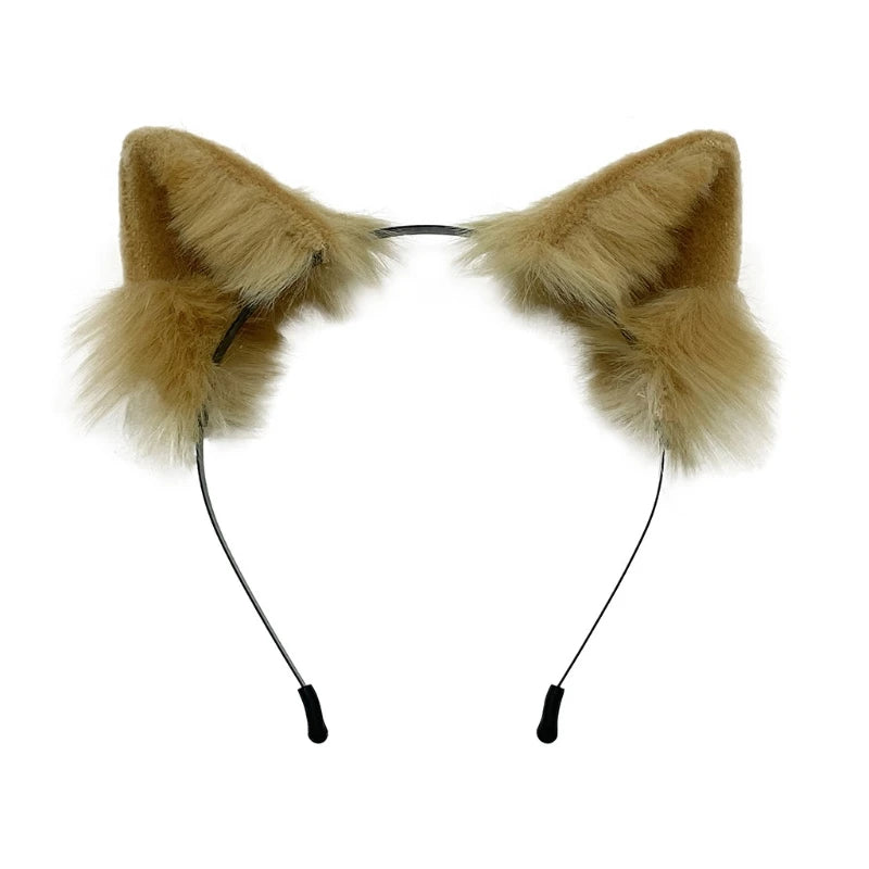 Animal Ear Hair Hoop Soft for Cat Ears Headwear Furry Kitten Ears Headband Headpiece Anime Fancy Dress Photo Props