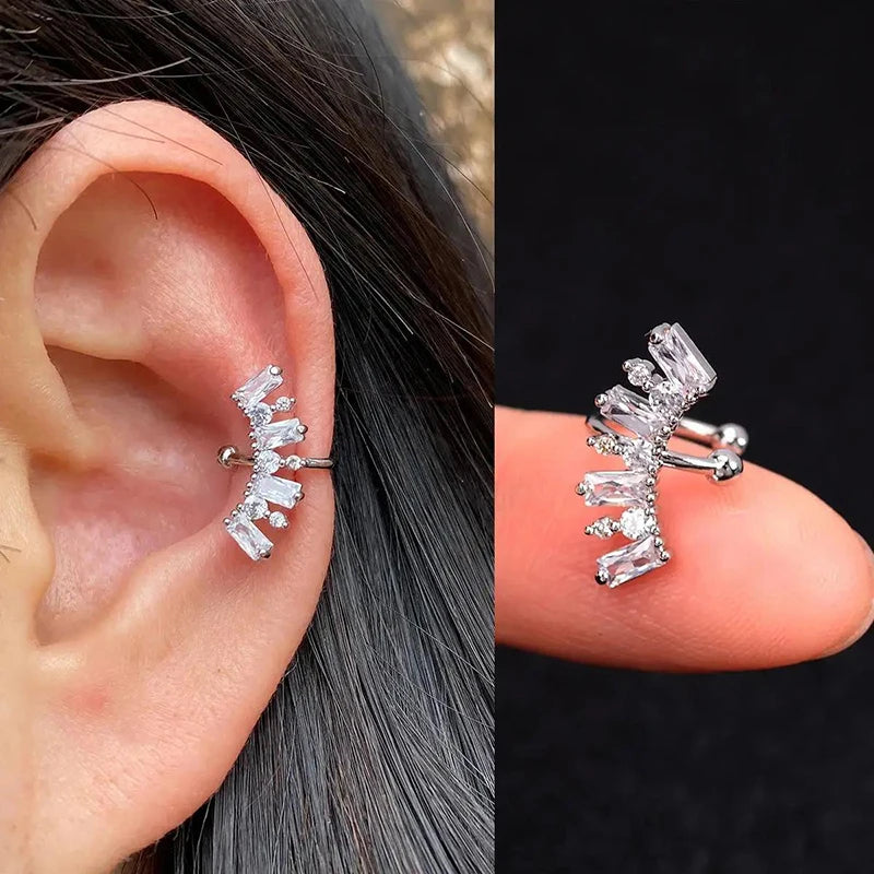 New Fashion Clip Earrings Butterfly Flowers Inlaid Zircon Non-pierced Earrings Earrings