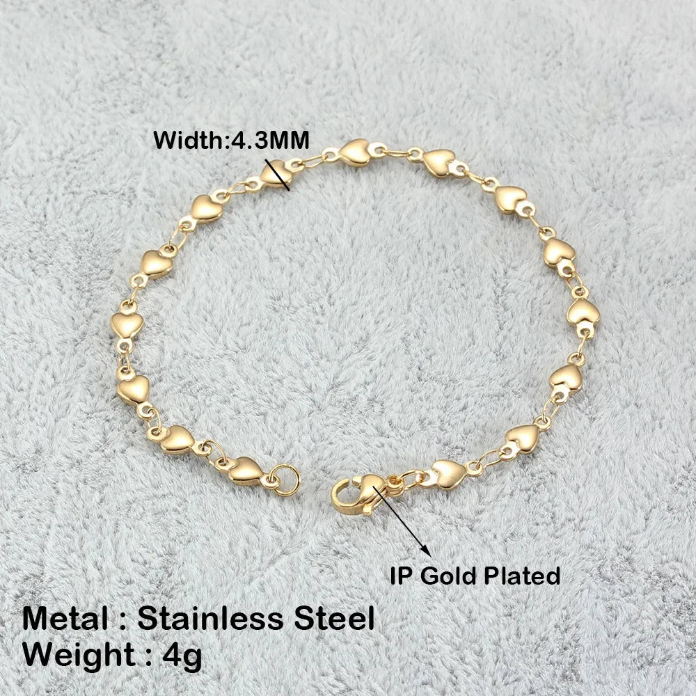 Stainless Steel Bracelets For Women Heart Cross Chain Charms Femme Gold Silver Color Fashion Jewelry Wholesale 7-9 Inch