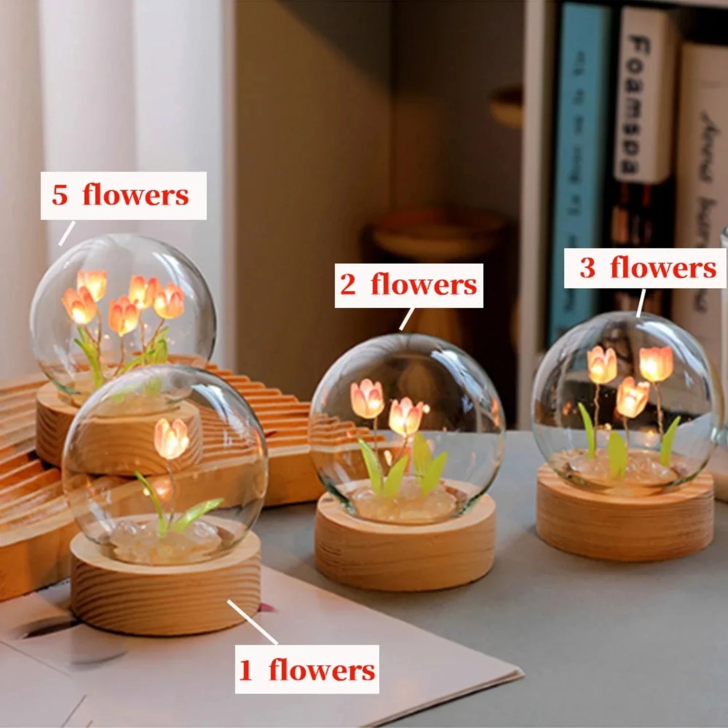 Cute Valentines Day Gift Girlfriend DIY  Floral Lamp Tulip Night Light Room Decor Under cabinet light Space decoration Rainbow