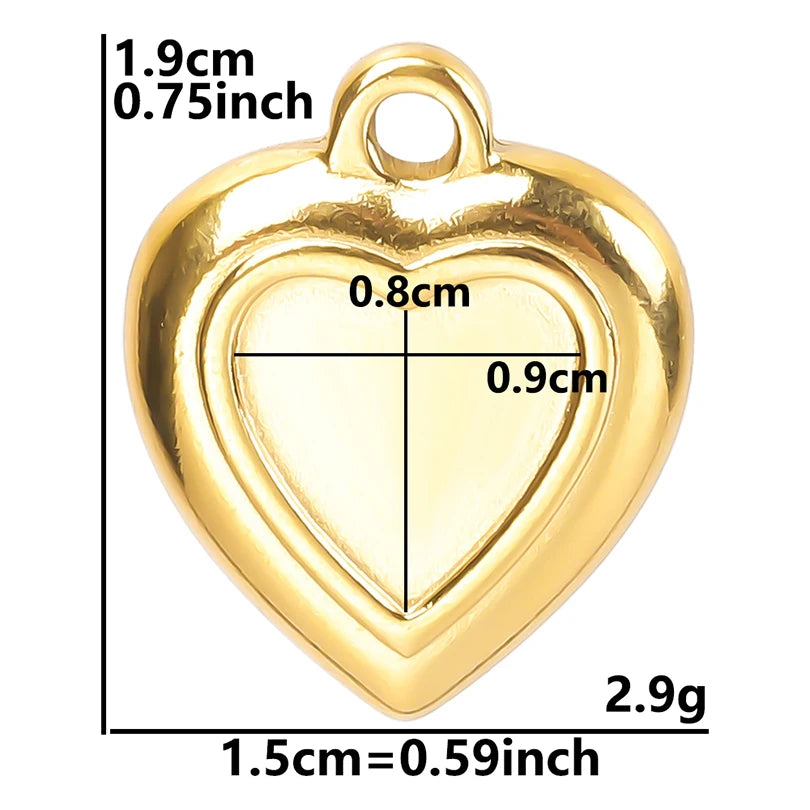 New 8pcs/lot Stainless Steel Gold Plated Cabochon Setting Pendants Sun Stars Moon Love Shaped Tray Pendants Jewelry DIY Findings