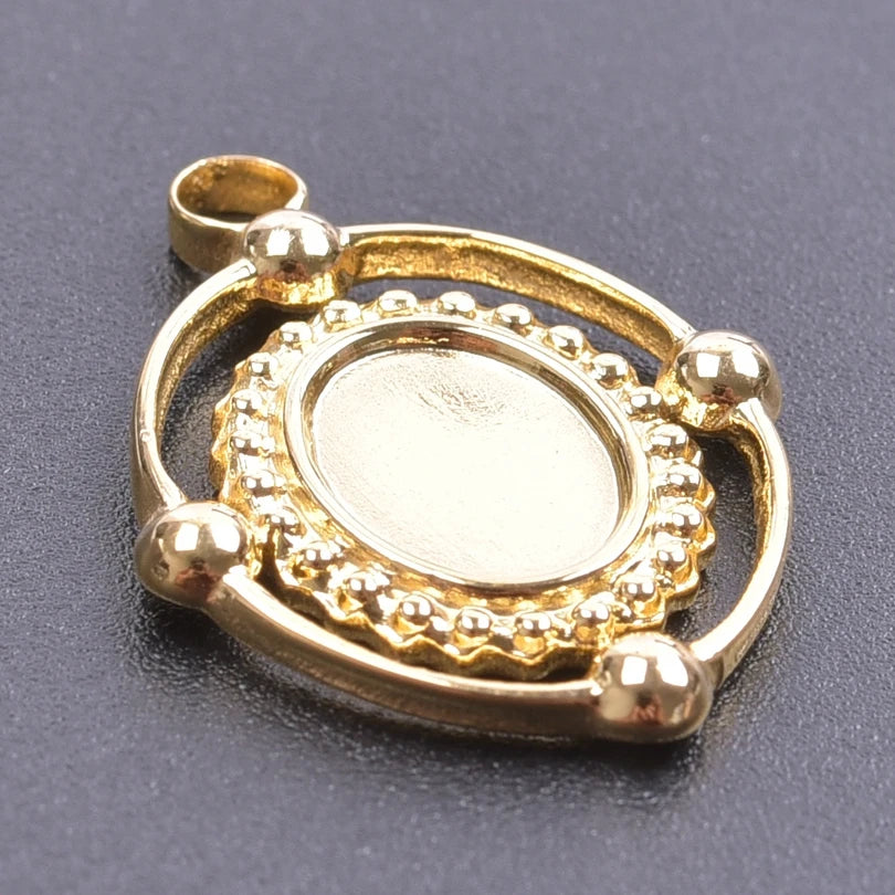 New 8pcs/lot Stainless Steel Gold Plated Cabochon Setting Pendants Sun Stars Moon Love Shaped Tray Pendants Jewelry DIY Findings