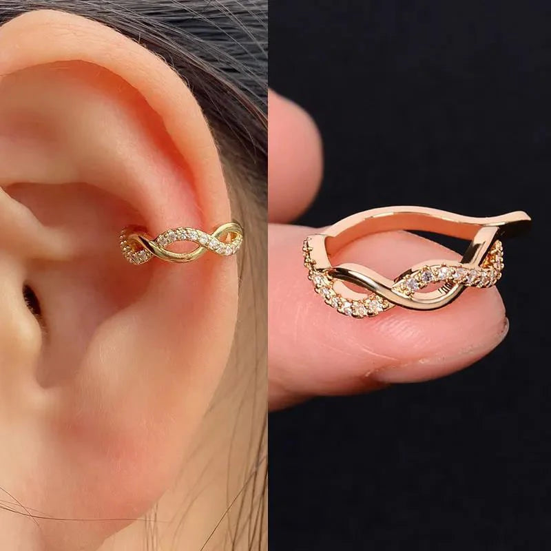 New Fashion Clip Earrings Butterfly Flowers Inlaid Zircon Non-pierced Earrings Earrings