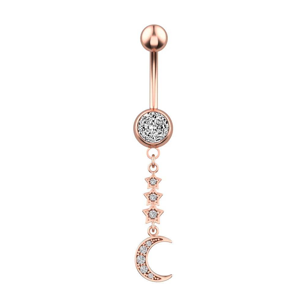 Mixed-Style Heart Grid Dangling Navel Belly Button Ring for Women Girls 14G Butterfly Crystal Belly Piercing Beach Belly Ring