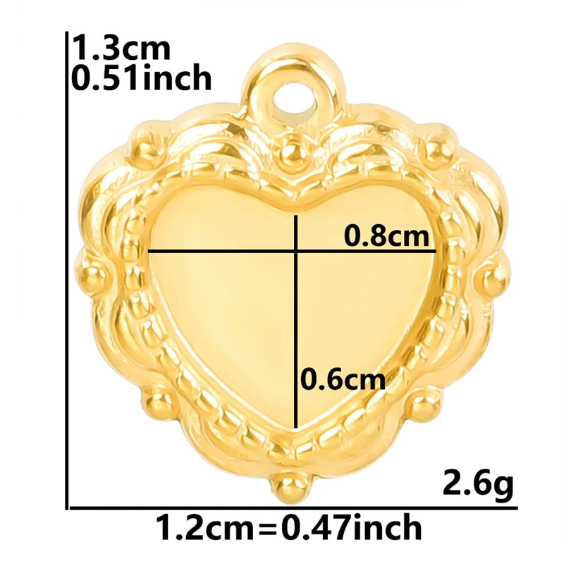 New 8pcs/lot Stainless Steel Gold Plated Cabochon Setting Pendants Sun Stars Moon Love Shaped Tray Pendants Jewelry DIY Findings