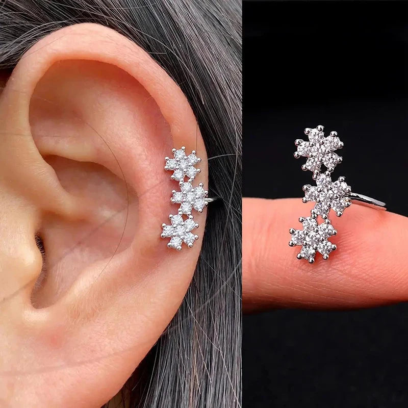 New Fashion Clip Earrings Butterfly Flowers Inlaid Zircon Non-pierced Earrings Earrings