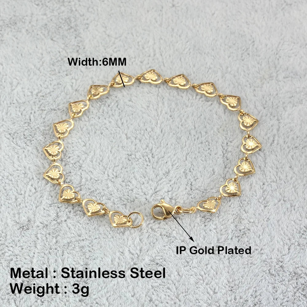 Stainless Steel Bracelets For Women Heart Cross Chain Charms Femme Gold Silver Color Fashion Jewelry Wholesale 7-9 Inch