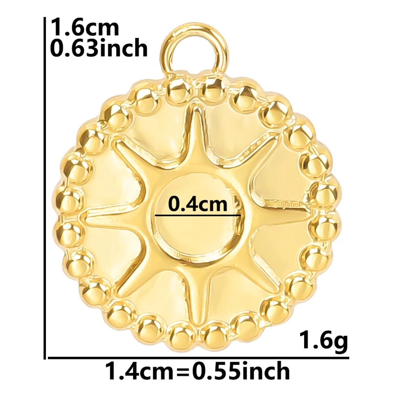 New 8pcs/lot Stainless Steel Gold Plated Cabochon Setting Pendants Sun Stars Moon Love Shaped Tray Pendants Jewelry DIY Findings